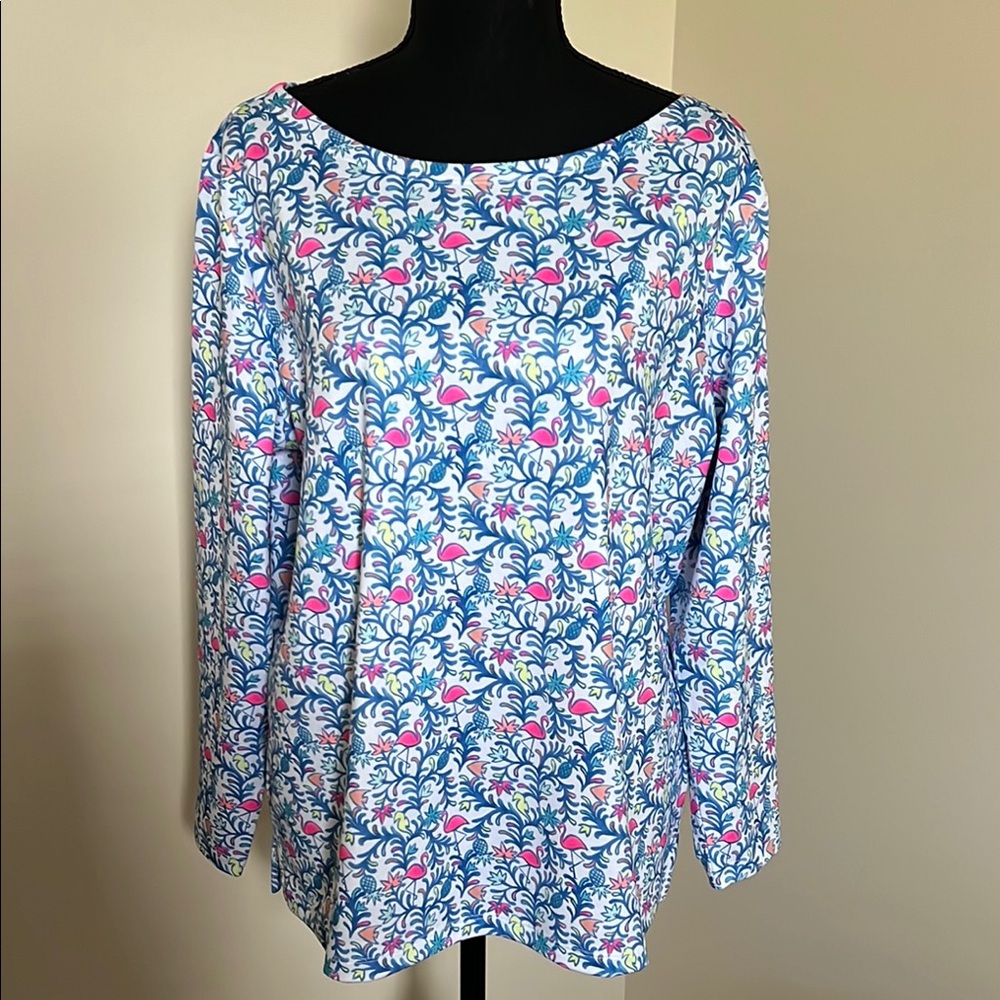 Vineyard Vines Blue and Pink Boxy Blouse